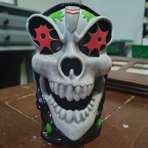 Monster Jam Grave Digger Truck Red Eye Light Up Skull Cup Mug Grim Reaper